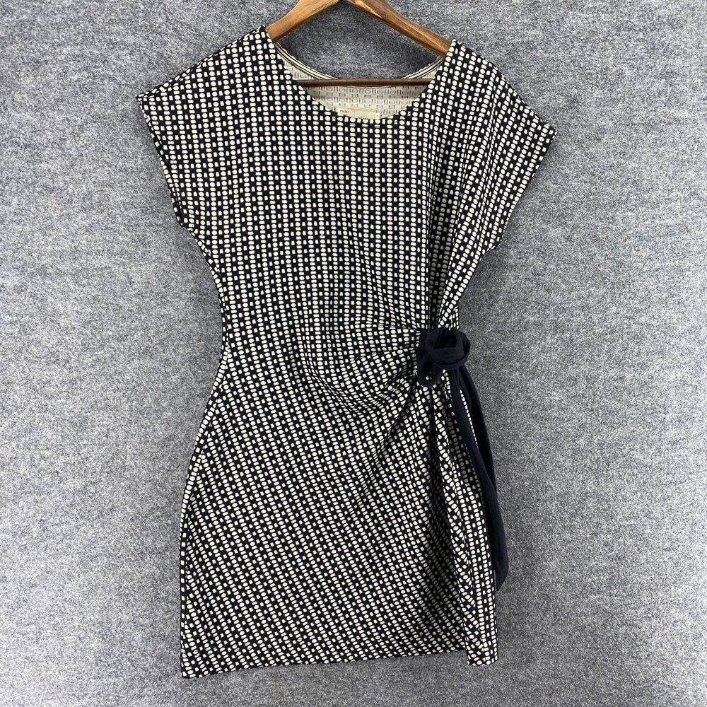 Saturday/Sunday Dress Women M Medium Black Geometric Sheath Short Short Sleeve